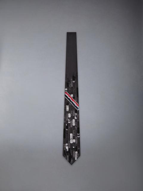 Thom Browne FRESCO WOOL EMBROIDERED SHORT TIE