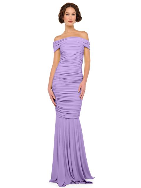 NORMA KAMALI SLEEVELESS COWL NECK SIDE SHIRRED FISHTAIL GOWN