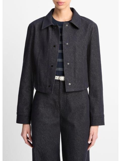 Vince Italian Cotton Cropped Slim Shirt Jacket