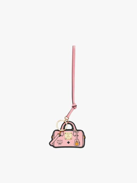 MCM 2D Ella Boston Bag Charm in Monogram Print Leather