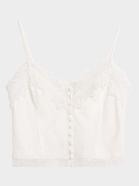RAMY BROOK Ayda Lace-Trim Linen Tank Top
