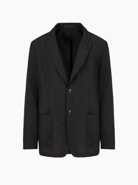 GIORGIO ARMANI Viscose and linen canvas single-breasted jacket