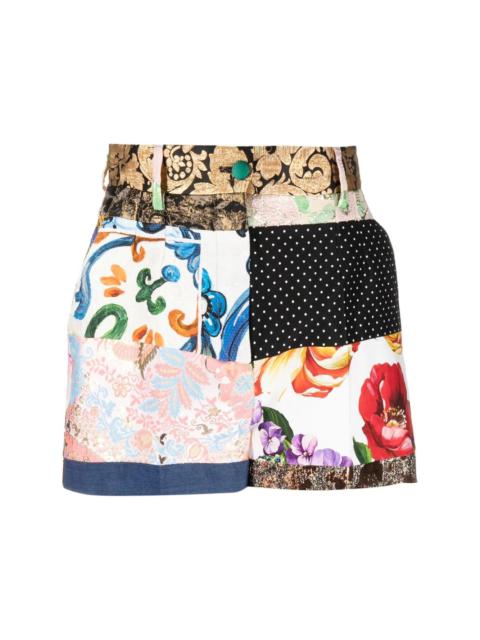 patchwork-print shorts
