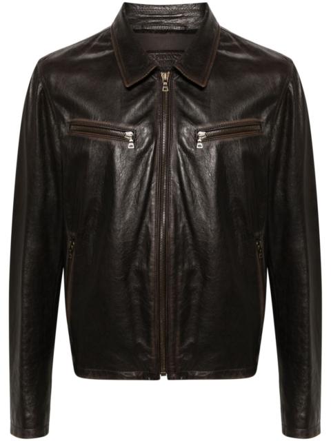 Prada leather shirt jacket