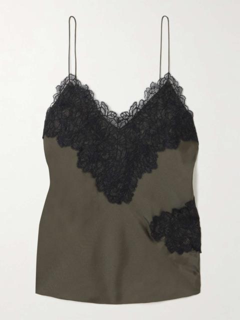 RÓHE Lace-trimmed silk camisole Green