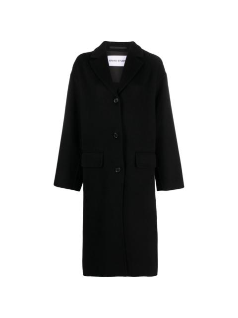 V-neck wool-blend coat
