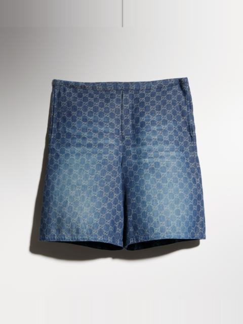 GUCCI GG chambray cotton denim shorts