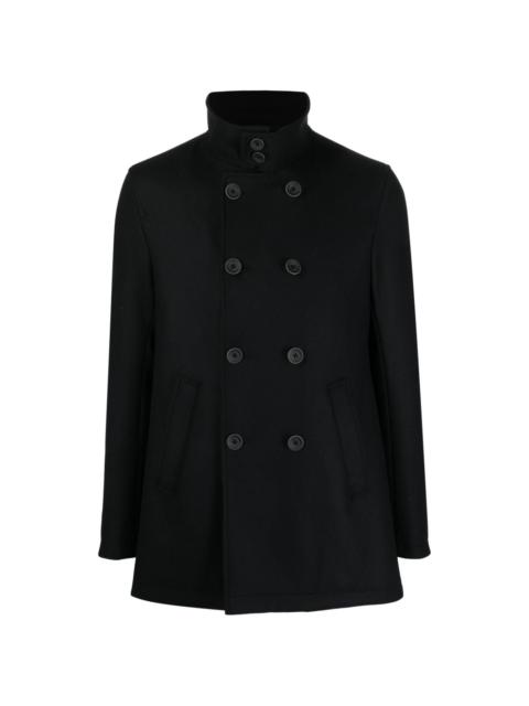 Herno double-breasted brushed peacoat