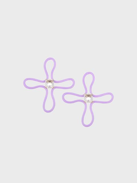 BEA BONGIASCA Lucky Flower Earrings with Lavender Enamel and Rock Crystals