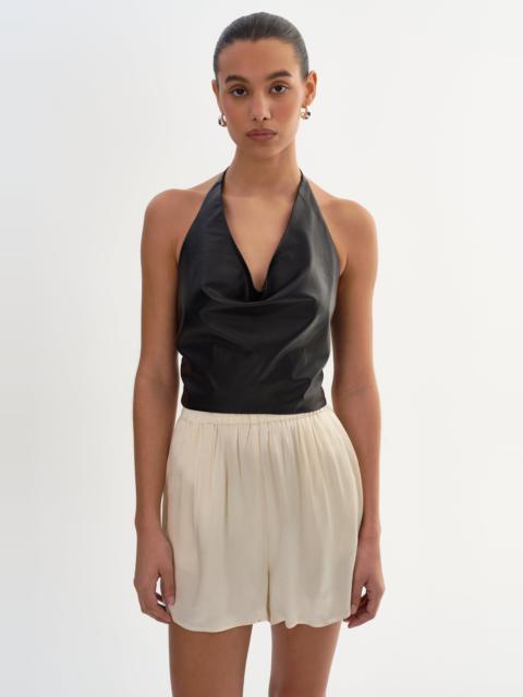 LAMARQUE SYEDA | Cowl Neck Leather Top