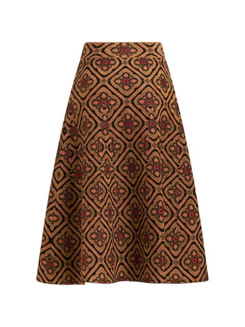 patterned jacquard midi skirt
