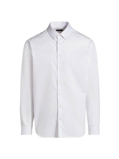 GIORGIO ARMANI Men's Shiny Solid Woven Cotton Shirt - White
