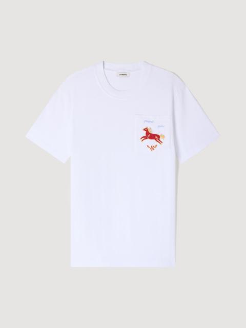 Sandro EMBROIDERED HORSE COTTON T-SHIRT