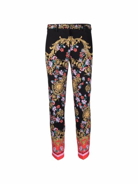 baroque print fitted trousers