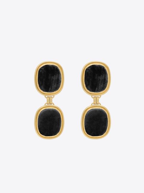 twin-square earrings in velvet and metal