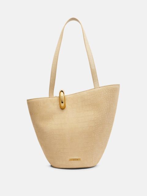 JACQUEMUS Le Bambola croc-effect suede tote bag