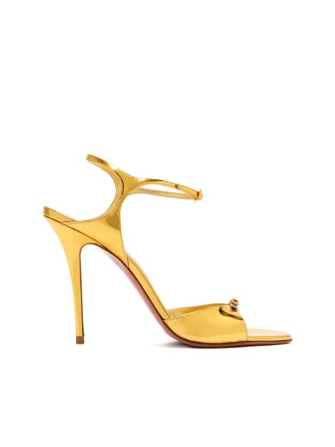 Amina Muaddi buckle-embellished metallic leather sandals