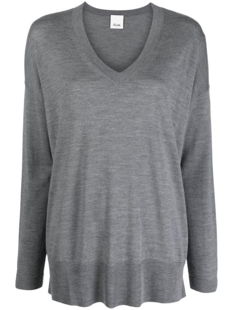 Allude fine-knit V-neck jumper