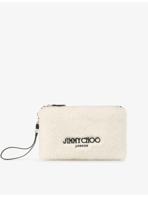 JIMMY CHOO Branded Shearling And Leather Pouch