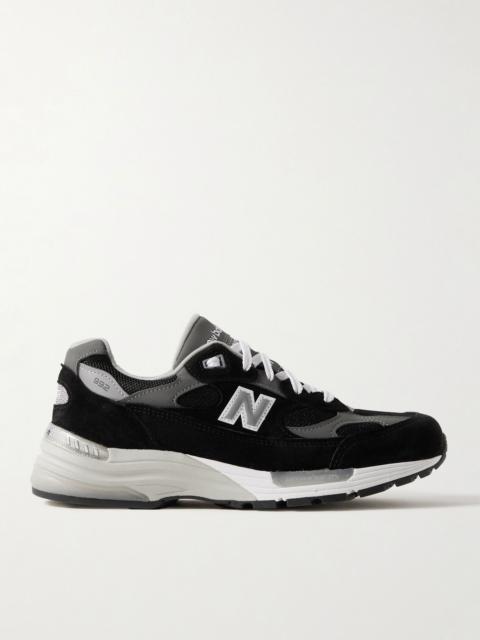 New Balance M992 Leather-Trimmed Suede, Nubuck and Mesh Sneakers Black