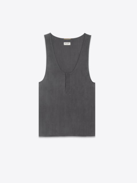 SAINT LAURENT henley tank in silk crepe de chine
