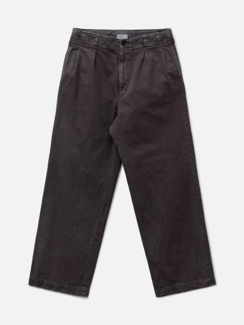 YOKE PEACHED COTTON TWILL GARMENT-DYE 2 PLEATED TROUSERS