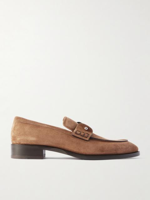 Christian Louboutin Chambelimoc Embellished Suede Loafers