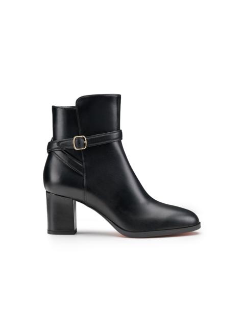 Santoni Women's black leather mid-heel ankle boot