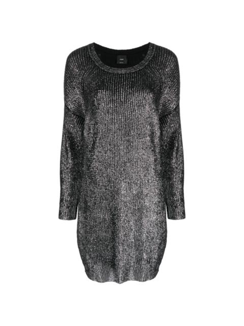 metallic-finish sweater dress