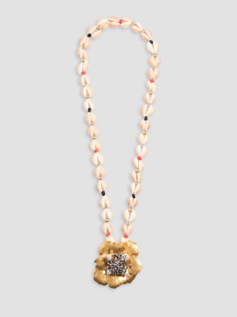 Valentino Women's Jardin Aquatique Necklace in Metal, Fabric, Shells, Coral and Onyx - Gold Multicolored