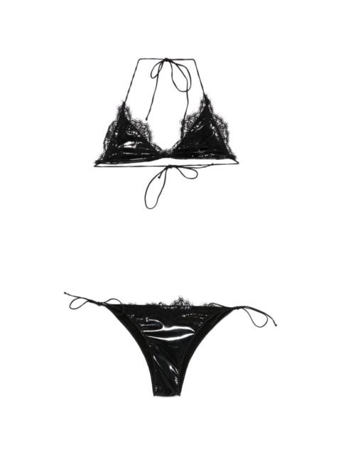 Oséree lace-trim latex bikini