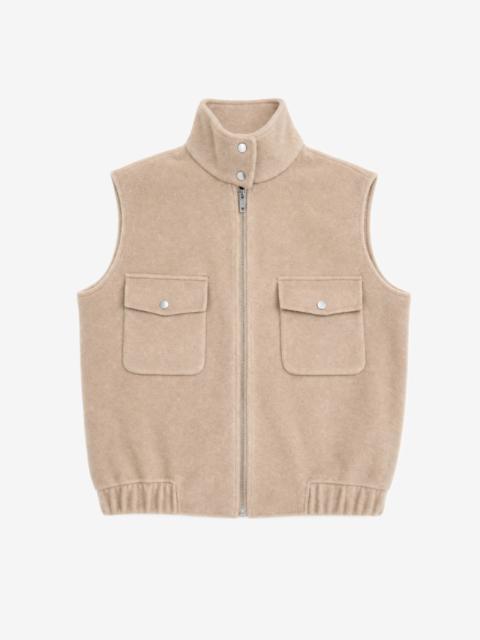 The Kooples BEIGE REVERSIBLE WOOL SLEEVELESS JACKET