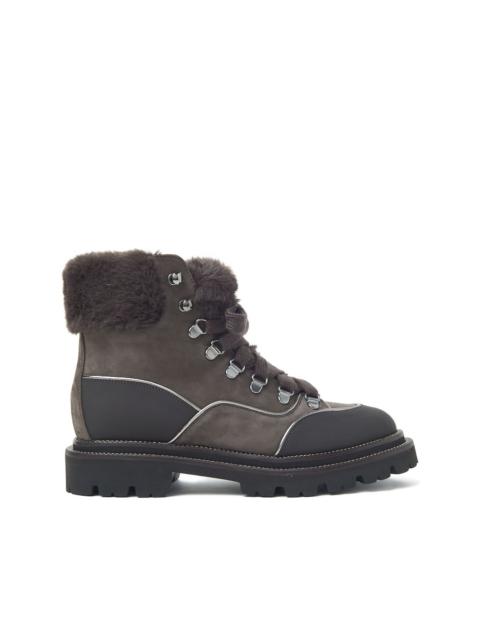 PESERICO lace-up shearling-trim boots