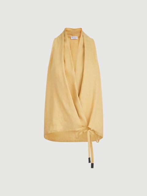 Brunello Cucinelli Linen wrap effect vest with monili