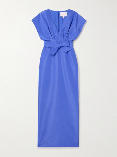 CAROLINA HERRERA Bow-embellished silk-faille gown Blue