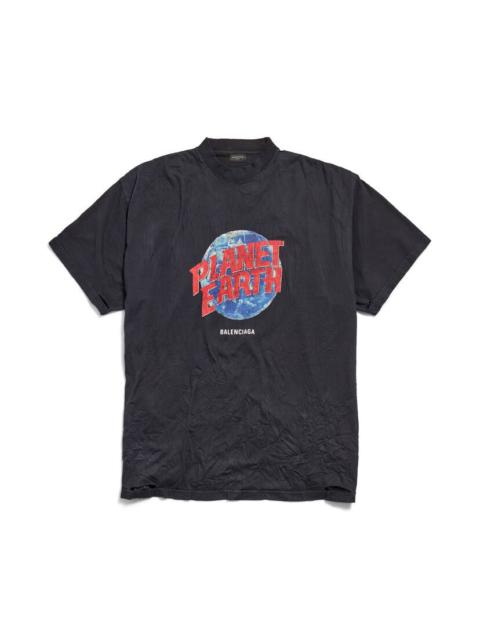 BALENCIAGA Men's Planet Earth T-shirt Oversized in Black