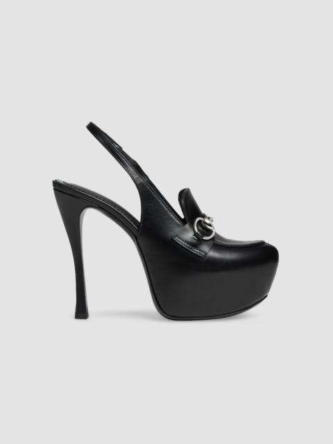 GUCCI Women's Fame 85MM Leather Platform Slingback Pumps - Black