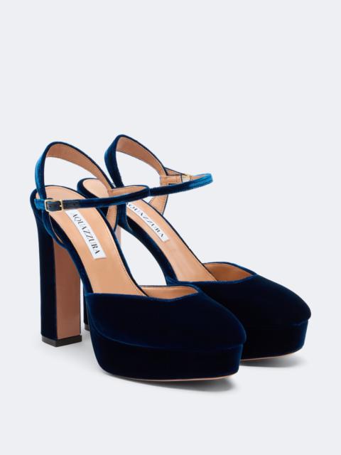 AQUAZZURA Amira velvet platform slingback pumps