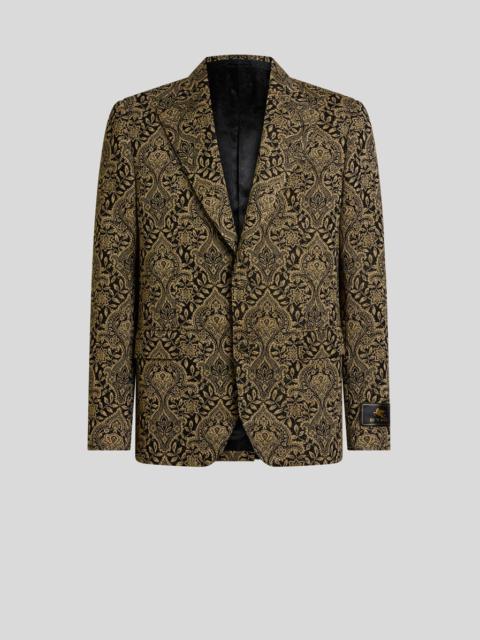 Etro SINGLE-BREASTED COTTON-BLEND JACQUARD JACKET WITH FLORAL MOTIF