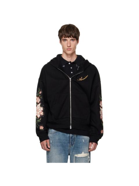 AMIRI Black Floral Sleeve Zipped Hoodie