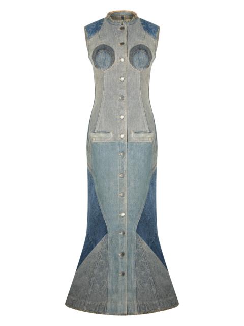 Marine Serre Regenerated Denim Evening Dress