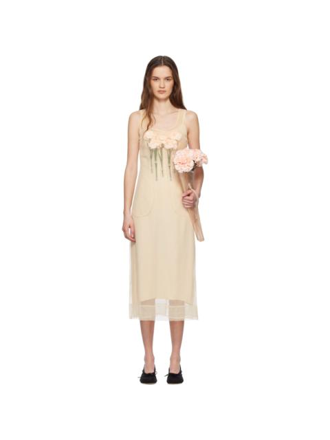 Simone Rocha Beige Carnation Dart Midi Dress