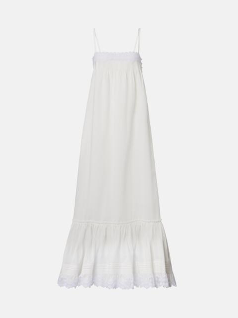 SAINT LAURENT Embroidered cotton poplin maxi dress
