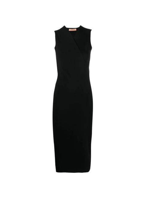 Yves Salomon wrapped V-neck midi dress