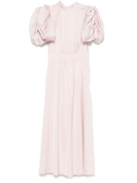 ROTATE puff-sleeve satin midi dress