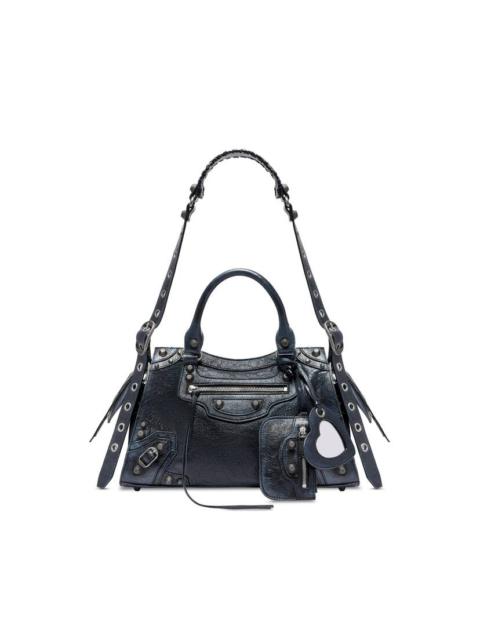 BALENCIAGA Women's Neo Cagole City Small Handbag Dirty Effect in Black