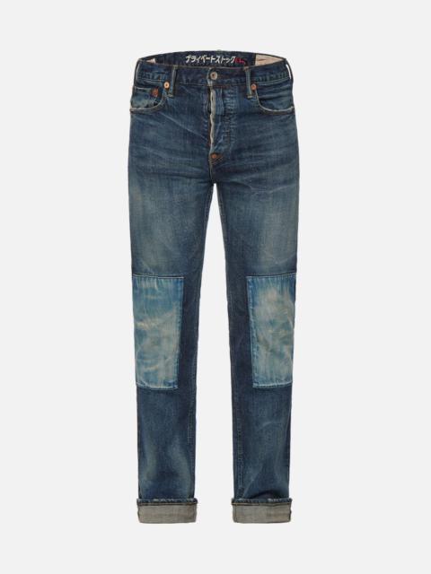 EVISU EMBROIDERED PATCH WIDE LEG JEANS