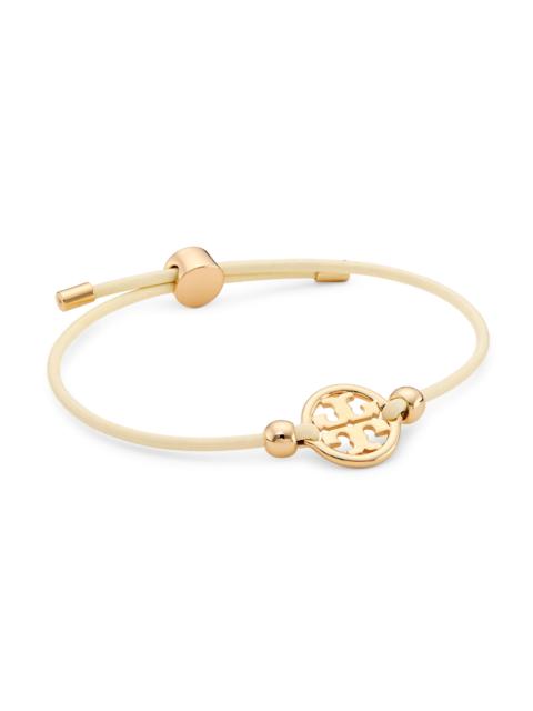 TORY BURCH Women's Miller 18K Gold-Plated & Leather Slider Bracelet - Gold Ivory