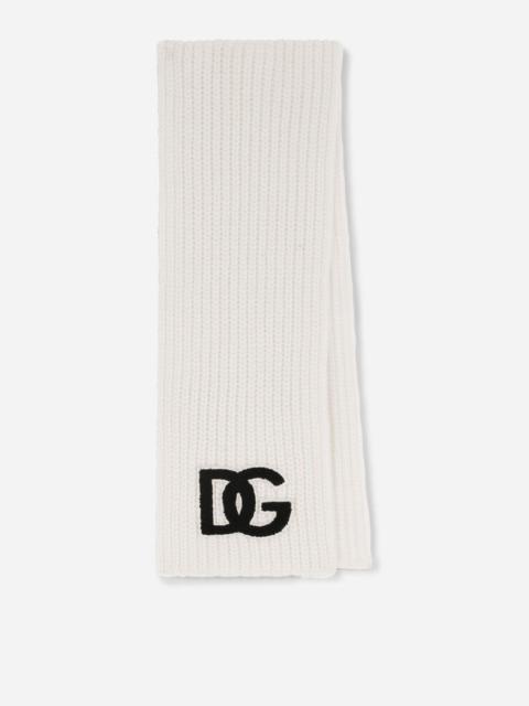 Dolce & Gabbana Ribbed knit scarf with DG logo patch