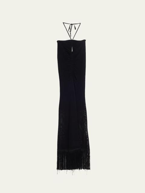 Cara Cara Hawthorn Fringe Halter Dress